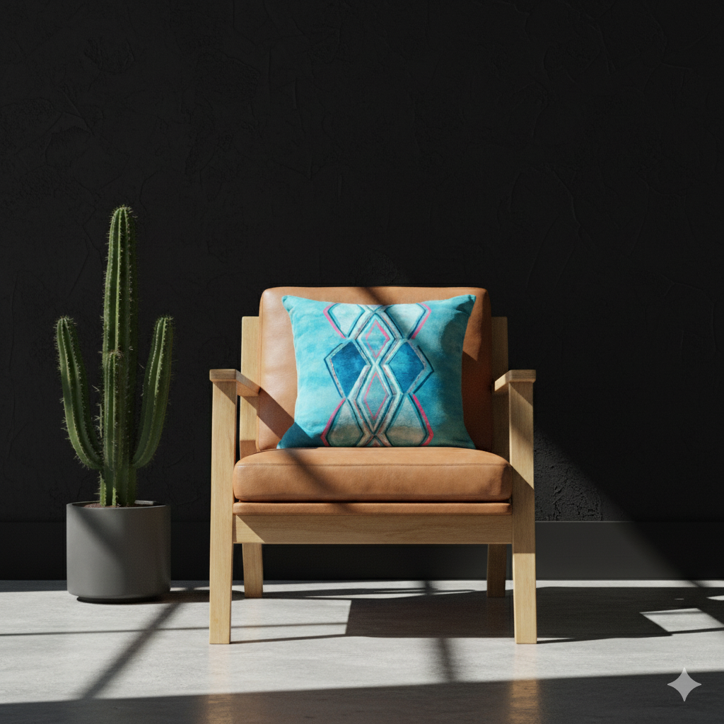 Reversible Boho & Southwestern Throw Pillow Cover in Sea