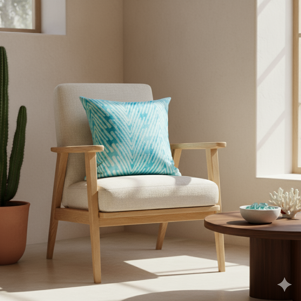 Reversible Boho & Southwestern Throw Pillow Cover in Sea