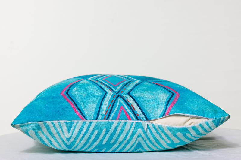 Reversible Boho & Southwestern Throw Pillow Cover in Sea